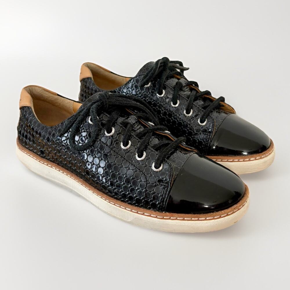 SPERRY TOPSIDER GOLD CUP CRUZ LTR Deck Boat Shoe Lace-Up Sneaker BLK/TAN WMNS 6